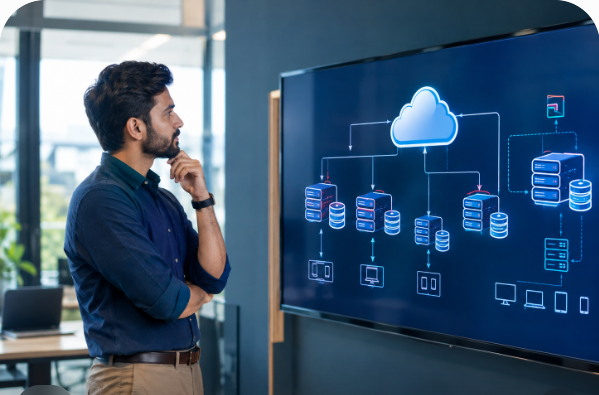 IT professional reviewing cloud architecture